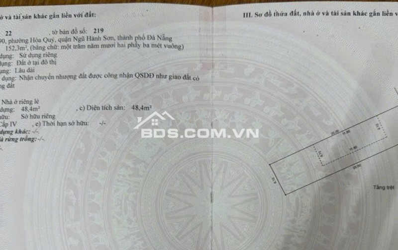 Bán lô đất diện tích 6,1 x 25 (152,3m2) vuông vứt sát Làng Đại Học Đà Nẵng